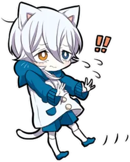 ‼ kot, chibi, anime, manga, słodki, naklejka telegram sticker