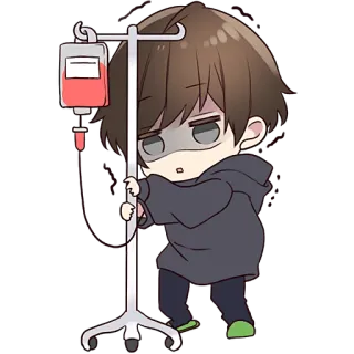 🩸 Аниме, Больной, Больной, Капельница, Больница, Мультфильм whatsapp sticker