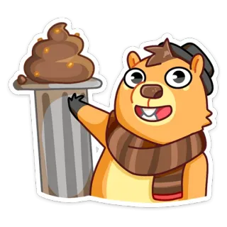 💩 Мультфильм, Бобер, Какашка, Животное, Милый, Стикер telegram sticker