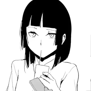 🥤 Anime, Mulher, Bebendo, Cabelo curto telegram sticker