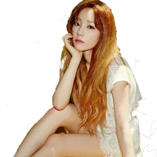 ☹ donna, ragazza, seduta, ritratto, capelli rossi, coreana telegram sticker