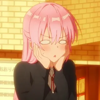 🌷 Anime Mädchen, Rosa Haare, Niedlich, Manga, Cartoon, Schockiertes Gesicht telegram sticker