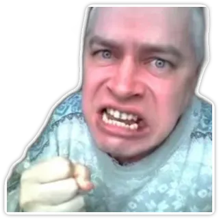 👊 enojado, hombre, cara, expresión, rabia, molesto, agresión telegram sticker
