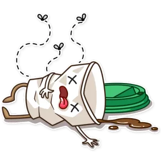 😵 cà phê, tách, chết, kiệt sức, mệt mỏi, cái chết telegram sticker