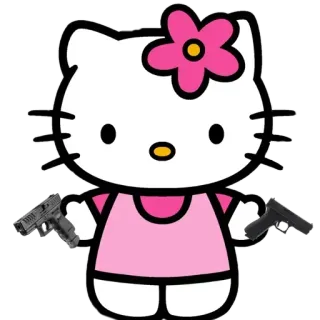 😡 Hello Kitty Hello Kitty, оружие, насилие, оружие, мультфильм, аниме telegram sticker