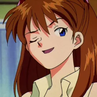 😉 Asuka Langley Soryu Neon Genesis Evangelion anime, girl, cartoon, character, wink telegram sticker