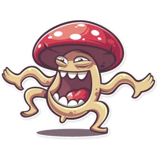 😄 seta, dibujos animados, hongo, pegatina, antropomórfico telegram sticker