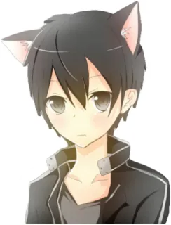😺 Kirito Sword Art Online anime, cat ears, manga, cute, kawaii, Kirito, Sword Art Online telegram sticker