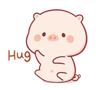 ⭐ Hug pig, animal, cute, hug, kawaii, cartoon whatsapp sticker