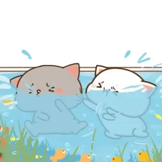 🏊‍♂ kucing, berenang, lucu, kawaii, hewan, air, kartun telegram sticker