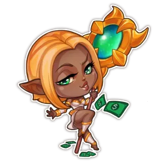 💰 Cartoon, Frau, Dollar, Geld, Fantasy, Magie telegram sticker