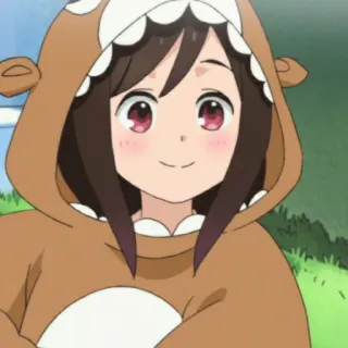 🐻 anime, girl, brown hair, bear, hoodie, cute, smiling telegram sticker