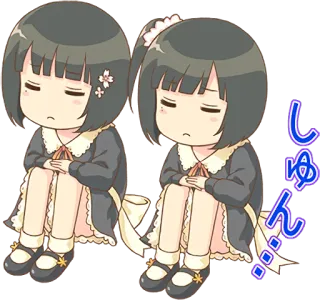 😟 しゅん Anime, Triste, Kawaii, Mignon, Fille, Chibi whatsapp sticker