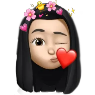 😘 Эмодзи, Сердце, Девушка, Милый, Подмигивание telegram sticker