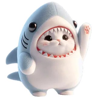 👋 gato, tiburón, animal, lindo, kawaii, disfraz, mascota whatsapp sticker
