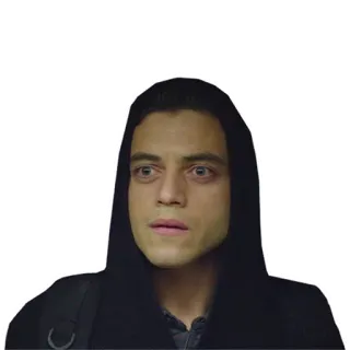 😯 Elliot Alderson Mr. Robot Hacker, Kapuzenpullover, ernst, Rami Malek, Elliot telegram sticker
