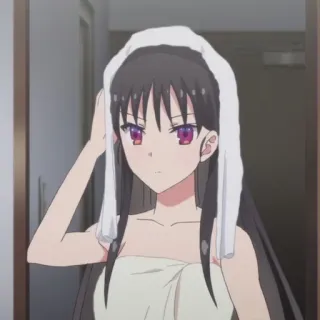 😑 anime, girl, towel, cute, cartoon, portrait telegram sticker