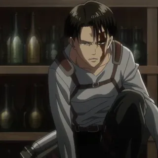 ☁️ Levi Ackerman Attack on Titan anime, attack on titan, levi, ackerman, soldier, serious, stoic, war telegram sticker