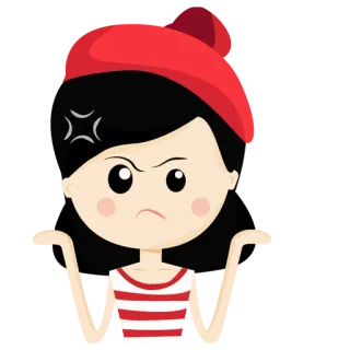 🙋 화난, 불쾌한, 좌절한, 만화, 여자, 소녀 telegram sticker