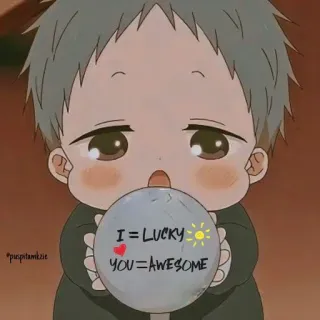 😍 I = LUCKY
YOU = AWESOME słodki, dziecko, szczęście, super, uroczy, kreskówka, pozytywny telegram sticker