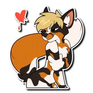 😘 renard, anthropomorphe, animal, coeur, poilu telegram sticker