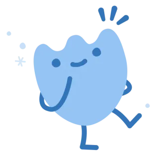 😬 Kartun, Lucu, Melambai, Biru, Karakter, Kawaii telegram sticker