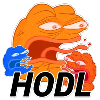 😱 HODL pepe, rana, meme, hodl, crypto, investimenti, finanza telegram sticker