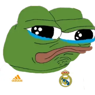 😭 Pepe the Frog Mem, Żaba, Płacz, Smutny, Real Madryt, Piłka nożna telegram sticker