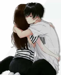 💗 Anime, Abraço, Casal, Amor, Romance, Fofo telegram sticker