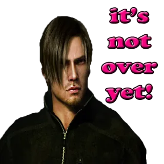 😐 Leon S. Kennedy Resident Evil it's not over yet! resident evil, leon kennedy, gra wideo, naklejka gra, to jeszcze nie koniec, survival horror whatsapp sticker