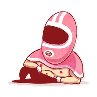 😕 adesivo, capacete, rosa, toon, desenho animado, figura telegram sticker