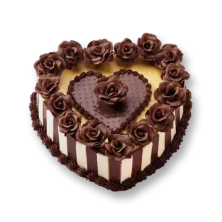 🎂 gâteau, chocolat, dessert, cœur, roses, sucré whatsapp sticker