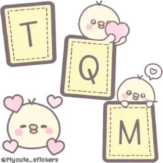 😁 T Q M carino, pulcino, amore, lettera, kawaii, animali telegram sticker