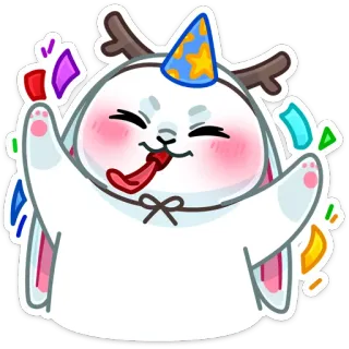 🥳 coelho, fofo, celebração, festa, confete, animal, desenho animado, kawaii telegram sticker