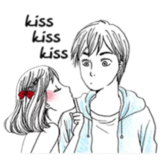 😘 kuss, romantik, liebe, paar, mädchen, junge, cartoon, beziehung telegram sticker