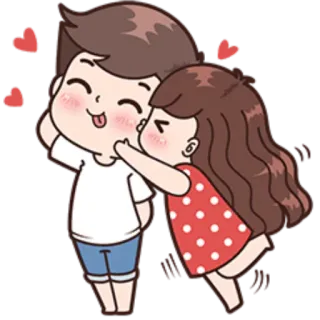 😚 만화, 사랑, 키스, 하트, 커플, 애정 whatsapp sticker
