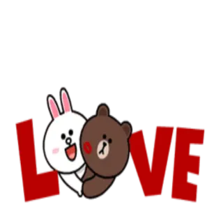 ❤ LOVE любовь, медведь, кролик, милый, привязанность, дружба whatsapp sticker