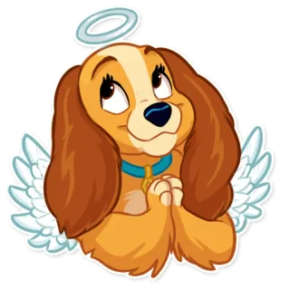 😇 Lady Lady and the Tramp chien, ange, ailes, halo, dessin animé, dame, Disney telegram sticker