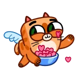 🥰 кот, милый, сердечки, любовь, животное whatsapp sticker