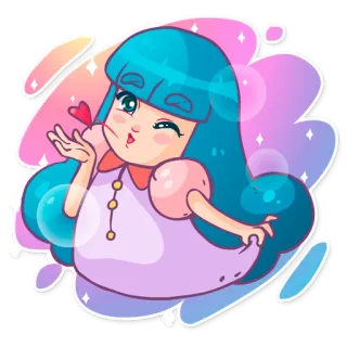 😘 dibujo animado, chica, lindo, kawaii, corazón, anime, pegatina telegram sticker