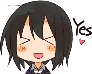 😆 Yes anime, fofo, feliz, sorrindo, desenho animado telegram sticker