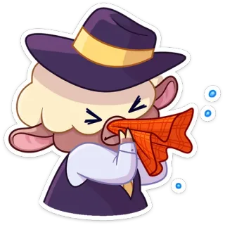 🤧 sheep, tissue, illness, cartoon, character, sick, sneeze telegram sticker