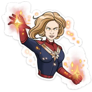 🦸‍♀ Captain Marvel Captain Marvel, super-héros, Marvel, comics, personnage, super-héroïne telegram sticker