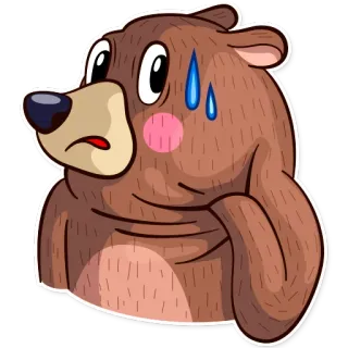😓 bear, cartoon, animal, worried, sweating, sticker whatsapp sticker