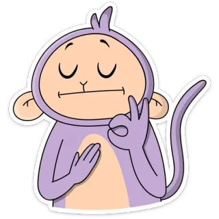 😐 Affe, Frieden, Zen, Meditation, Tier, Cartoon telegram sticker