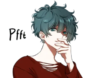 🤭 Pfft พรู, อนิเมะ, เด็กผู้ชาย, สติกเกอร์, เยาะเย้ย, ไม่แยแส telegram sticker