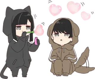 💕 hoạt hình, động vật, bong bóng, chibi, mèo, chó telegram sticker