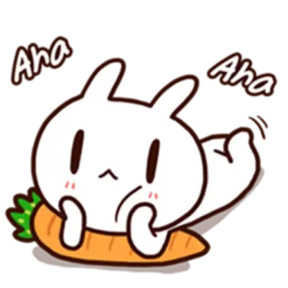 😙 Aha Aha Hase, Karotte, süß, Aufkleber, Tier, Essen telegram sticker