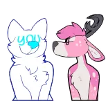 😘 you การ์ตูน, สัตว์, หมาป่าขาว, กวางสีชมพู, สติกเกอร์ telegram sticker