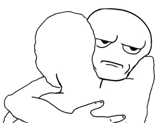 😐 hug, meme, sad, comforting, emotional, awkward telegram sticker